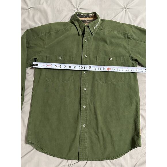 Mossy Oak Mens Size Medium Dark Hunter Green Long Sleeves Button Front - Picture 10 of 13